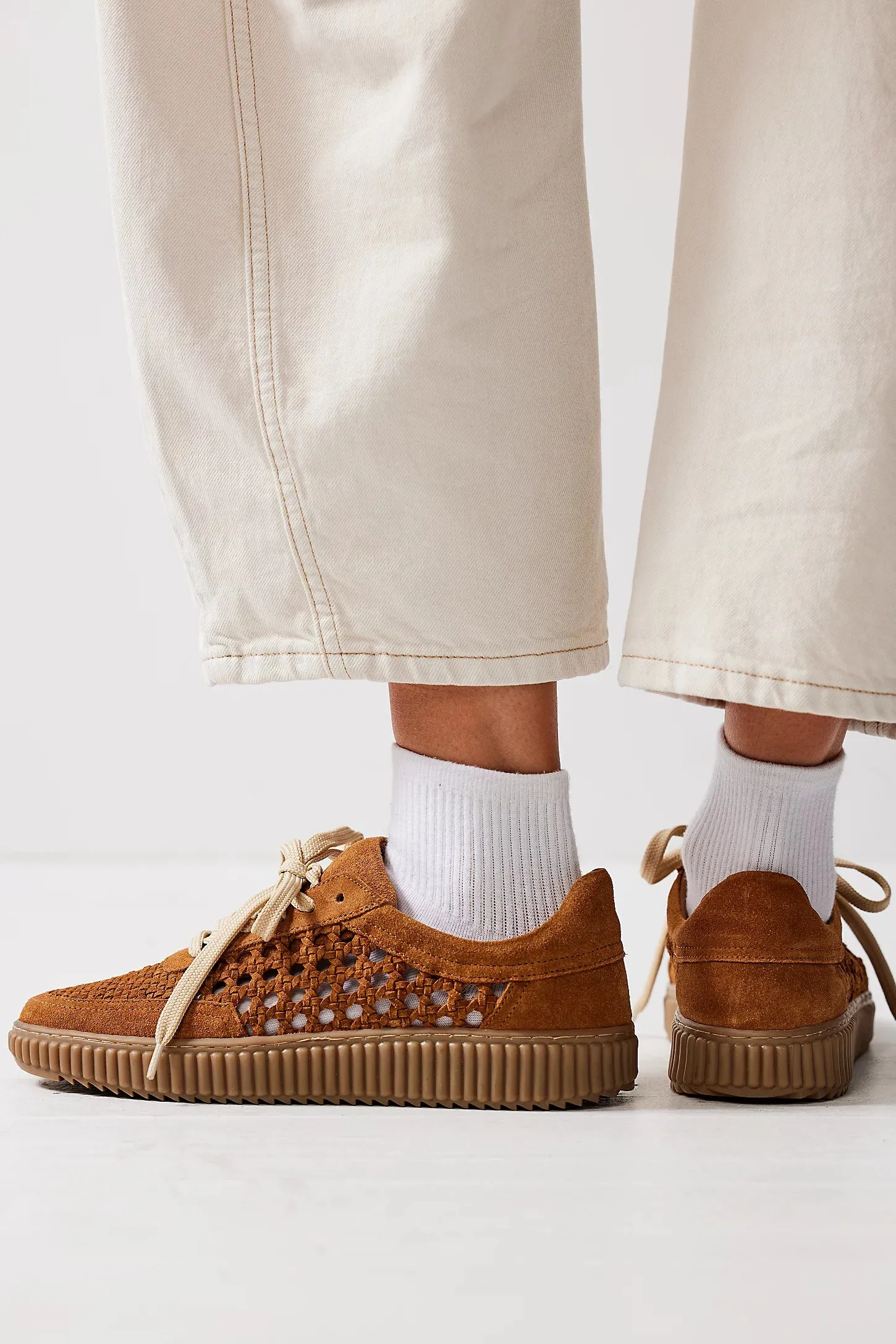 The Wimberly Woven Leather Sneakers by Free People
