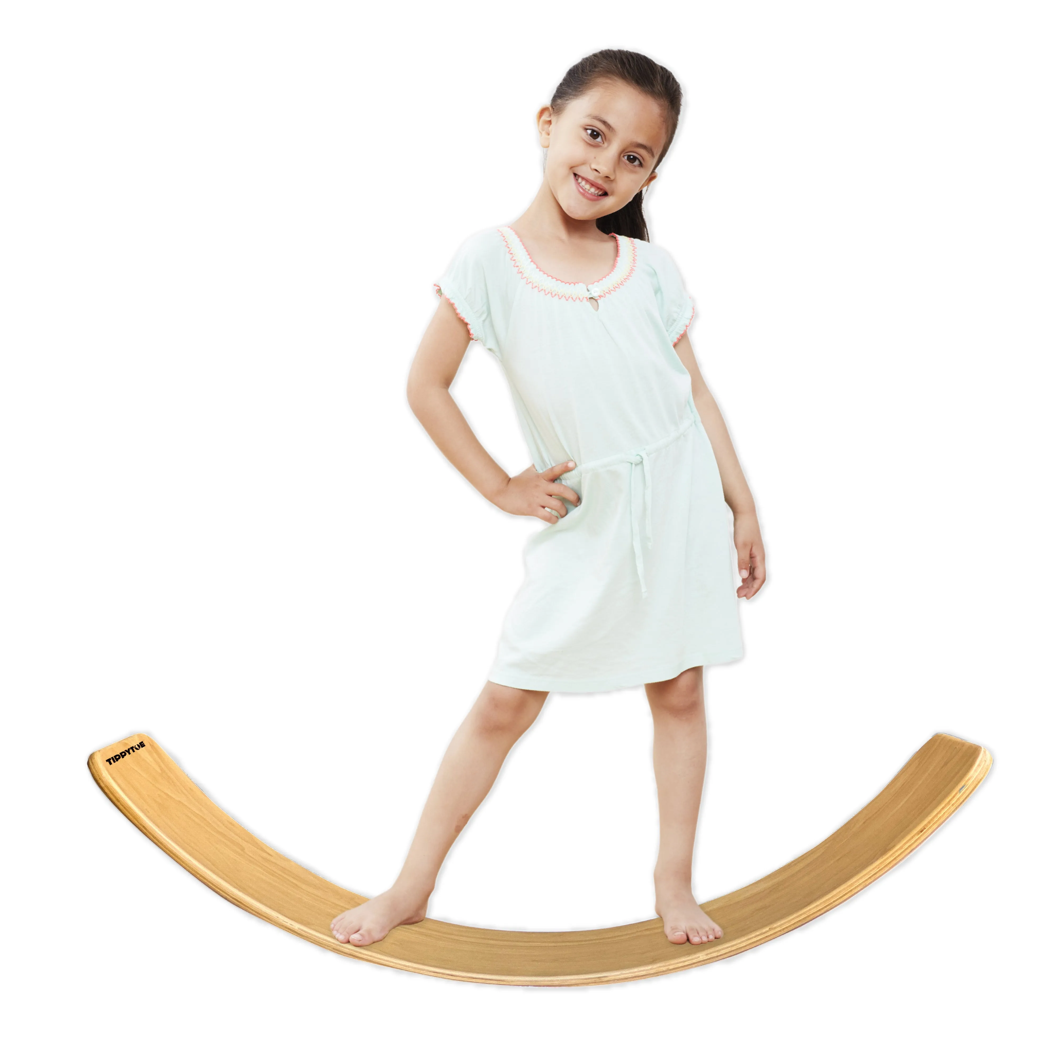 TippyToe Kids Balance Board Wooden Wobble Board, Toddler, Yoga Curvy Board,Rocker Board Natural Wood for Kids,Adults