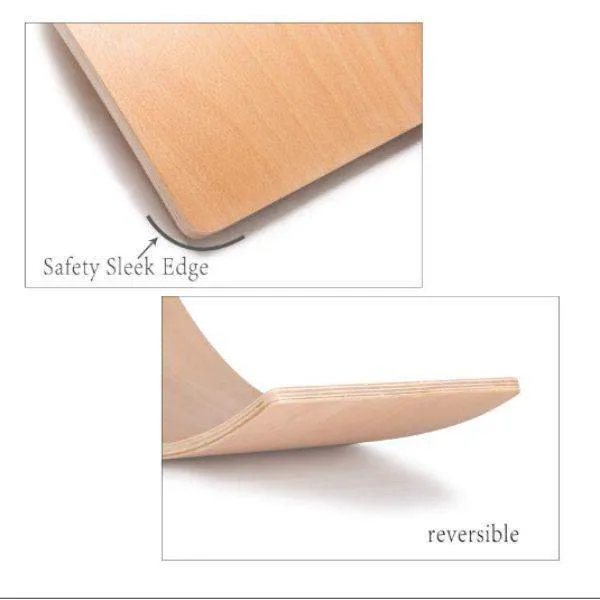 TippyToe Kids Balance Board Wooden Wobble Board, Toddler, Yoga Curvy Board,Rocker Board Natural Wood for Kids,Adults