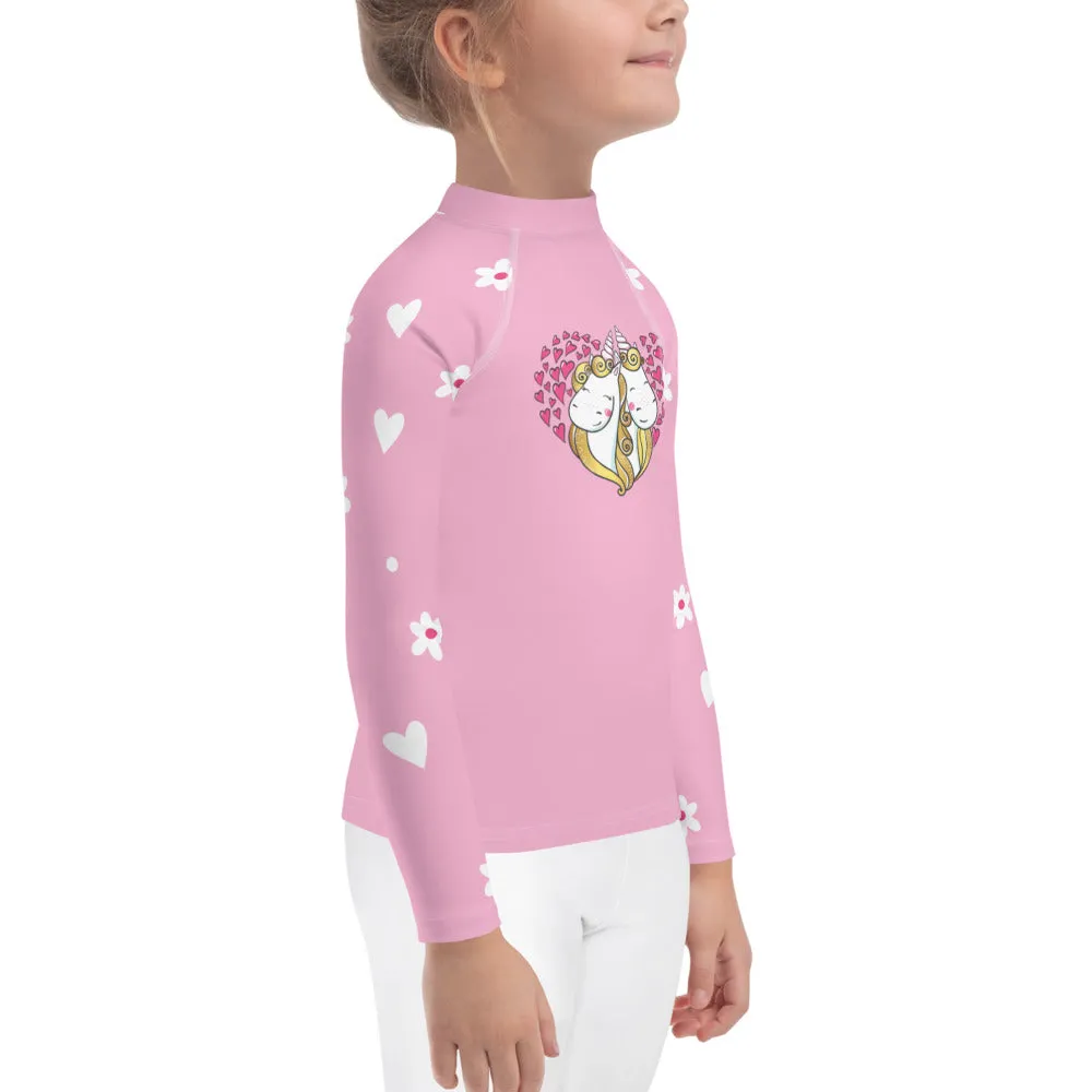 Unicorns on Pink - Valentine's Day - Kids Rash Guard