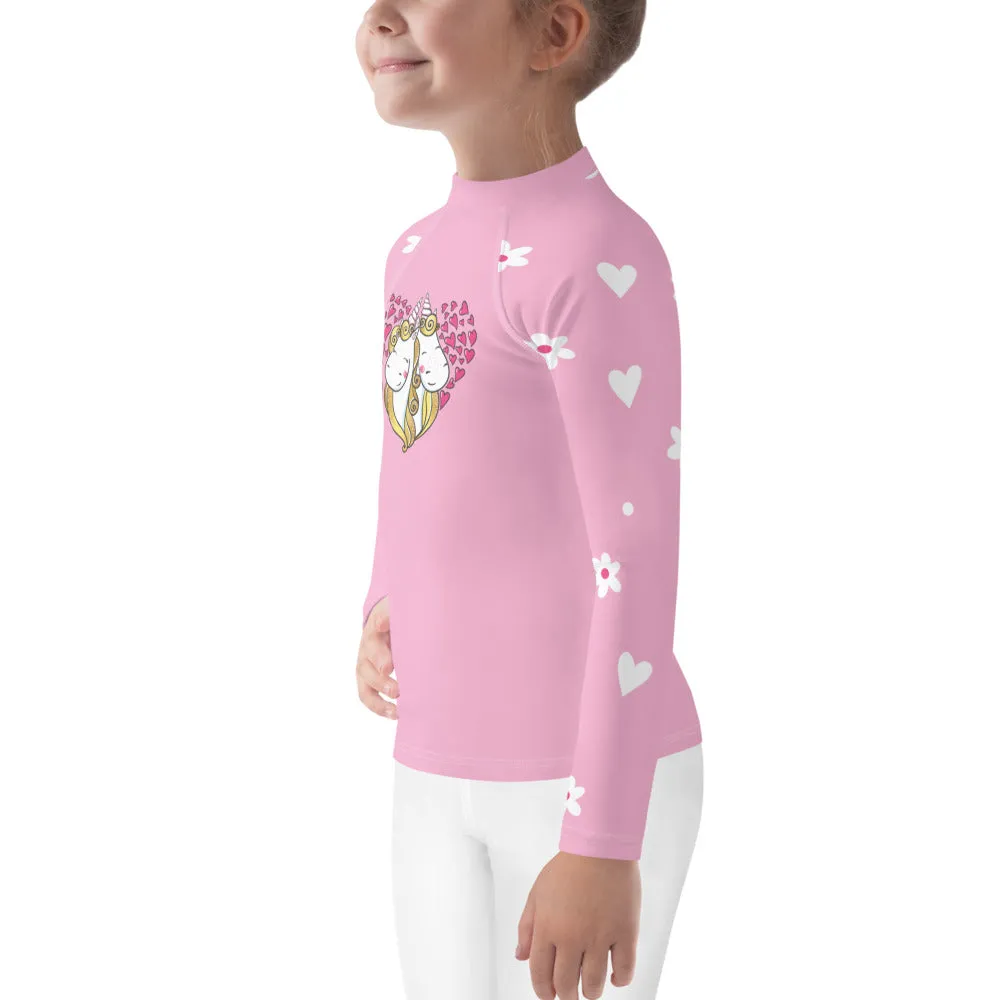 Unicorns on Pink - Valentine's Day - Kids Rash Guard