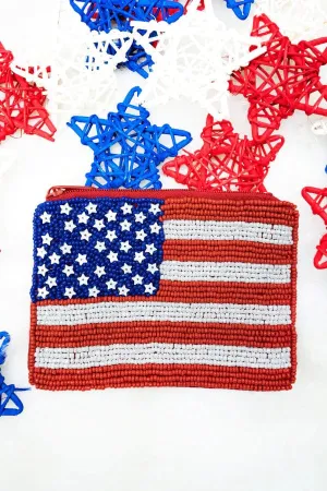 USA FLAG beaded clutch