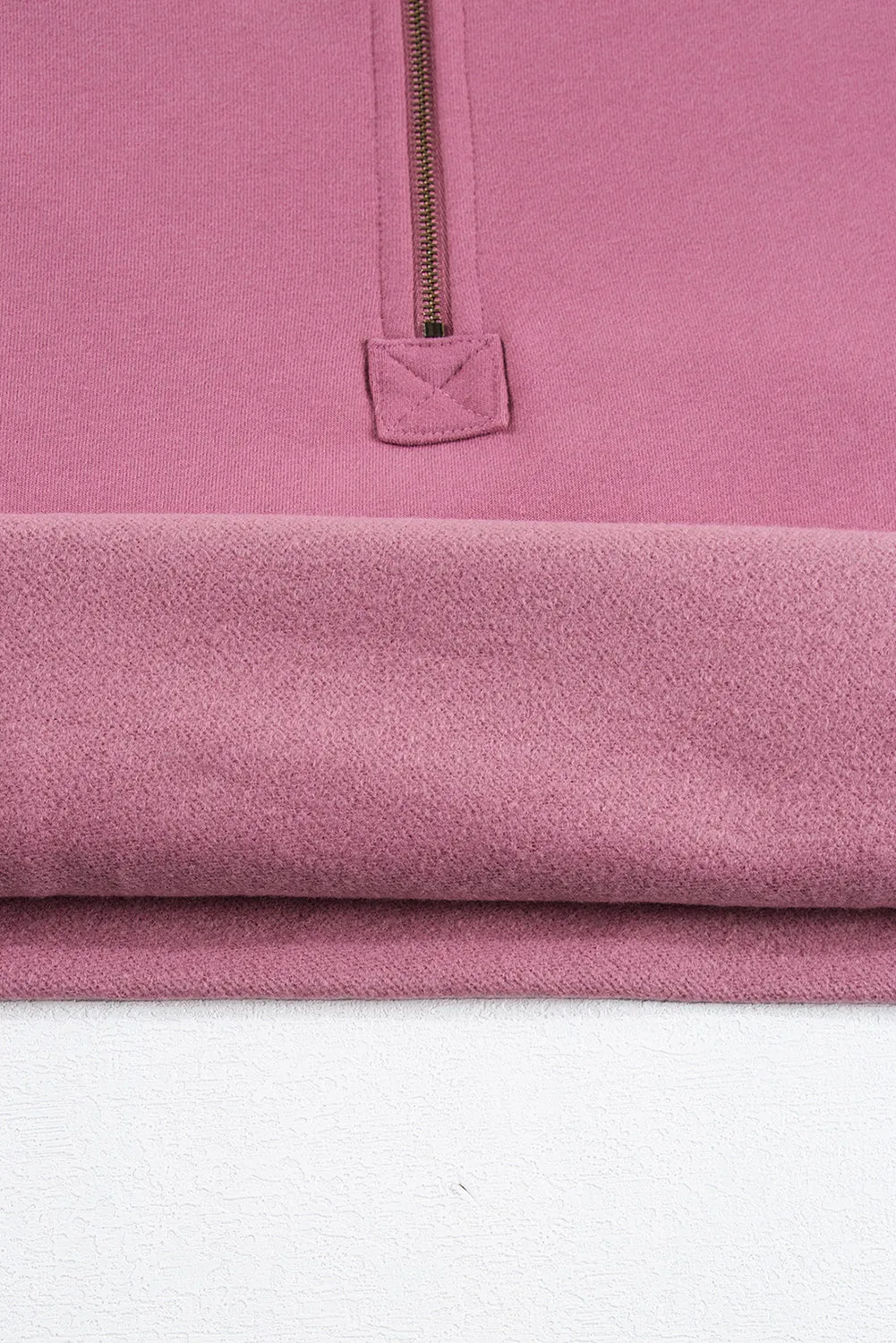 Valerian Fleece Lined Half Zipper Kangaroo Pockets Loose Hoodie