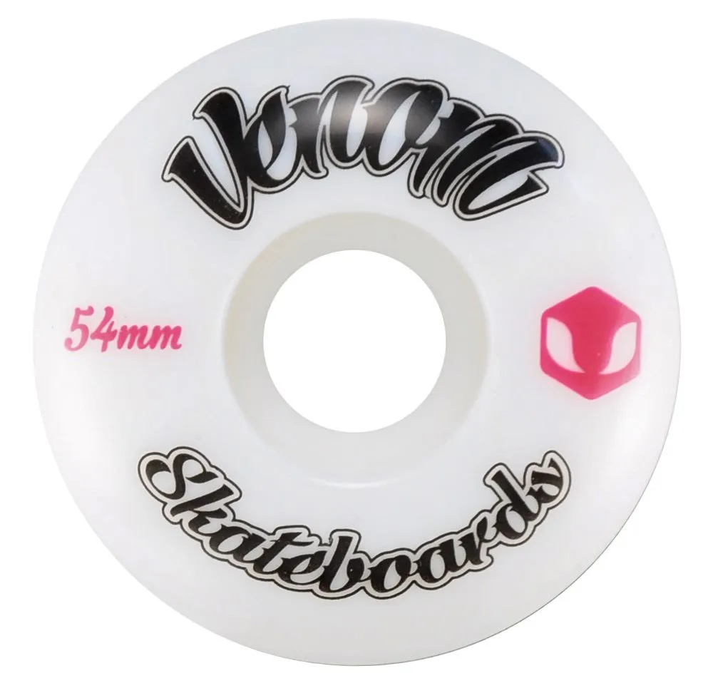 Venom Skateboards Logo White Skateboard Wheels & Skatewarehouse ABEC 11 Bearings Pack   Bolts!