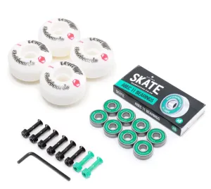 Venom Skateboards Logo White Skateboard Wheels & Skatewarehouse ABEC 11 Bearings Pack   Bolts!