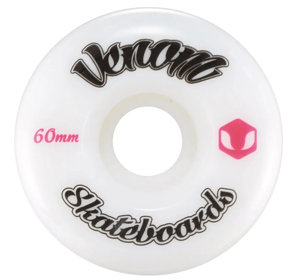 Venom Skateboards Logo White Skateboard Wheels & Venom ABEC 9 Bearings Pack