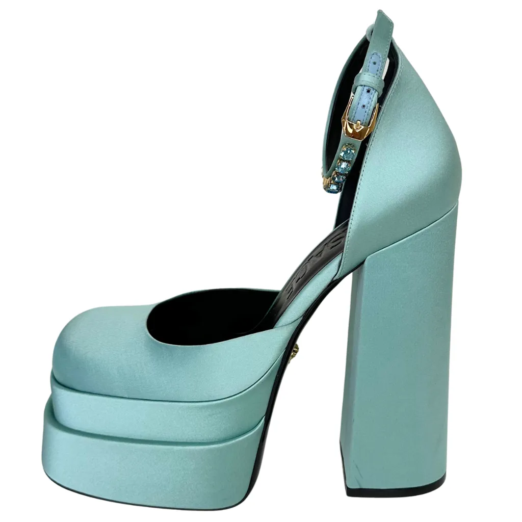 Versace Sea Green Platform Shoes, 39