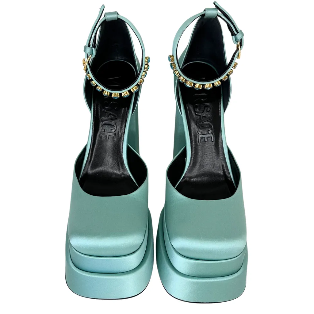 Versace Sea Green Platform Shoes, 39