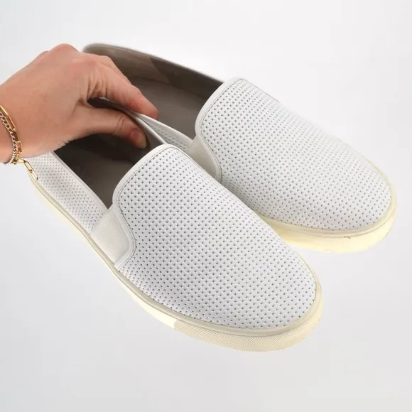Vince Blair Perforated Leather Slip On Sneaker White Women's US 9 / 39