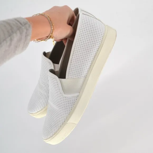 Vince Blair Perforated Leather Slip On Sneaker White Women's US 9 / 39