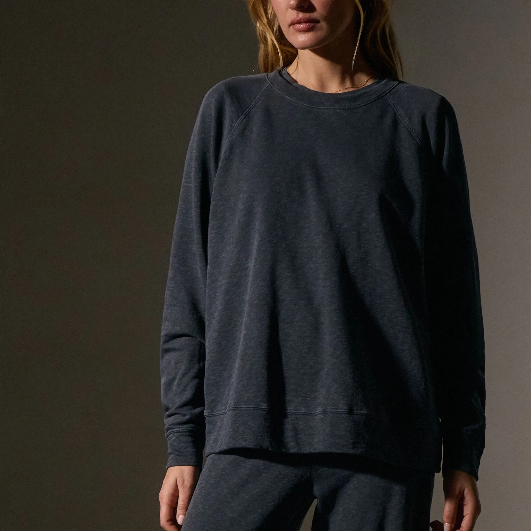 Vintage French Terry Relaxed Sweatshirt - Blue Noir Pigment