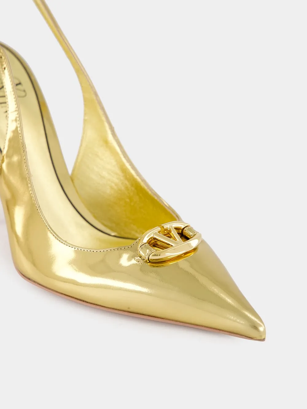 VLogo Signature Leather Slingback Pumps