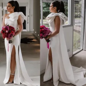 white evening dresses long mermaid one shoulder elegant simple satin cheap formal party dresses 2021