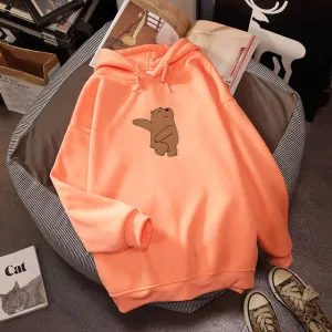 Winter Thick Loose Women Hoodies K Pop Sweatshirts Street Wear Kawaii Clothes for Girls Do Sport Cute Bear Print Casual Tops