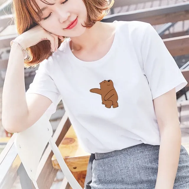 Winter Thick Loose Women Hoodies K Pop Sweatshirts Street Wear Kawaii Clothes for Girls Do Sport Cute Bear Print Casual Tops