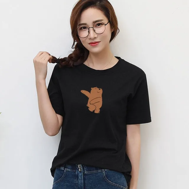 Winter Thick Loose Women Hoodies K Pop Sweatshirts Street Wear Kawaii Clothes for Girls Do Sport Cute Bear Print Casual Tops