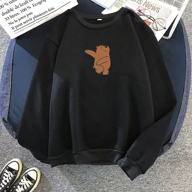 Winter Thick Loose Women Hoodies K Pop Sweatshirts Street Wear Kawaii Clothes for Girls Do Sport Cute Bear Print Casual Tops