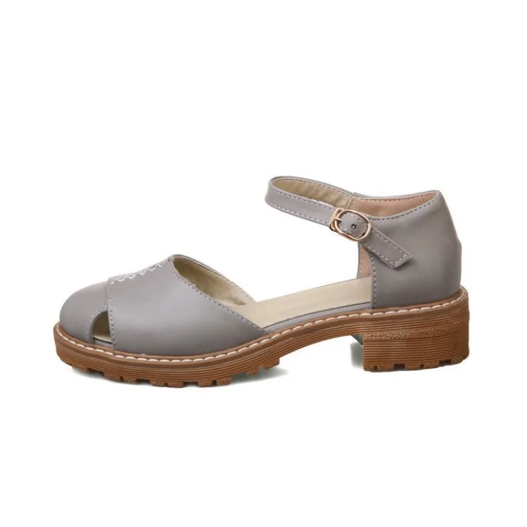 Women's Ankle Straps Covered Toe Sandals Dress Shoes for Summer 8849