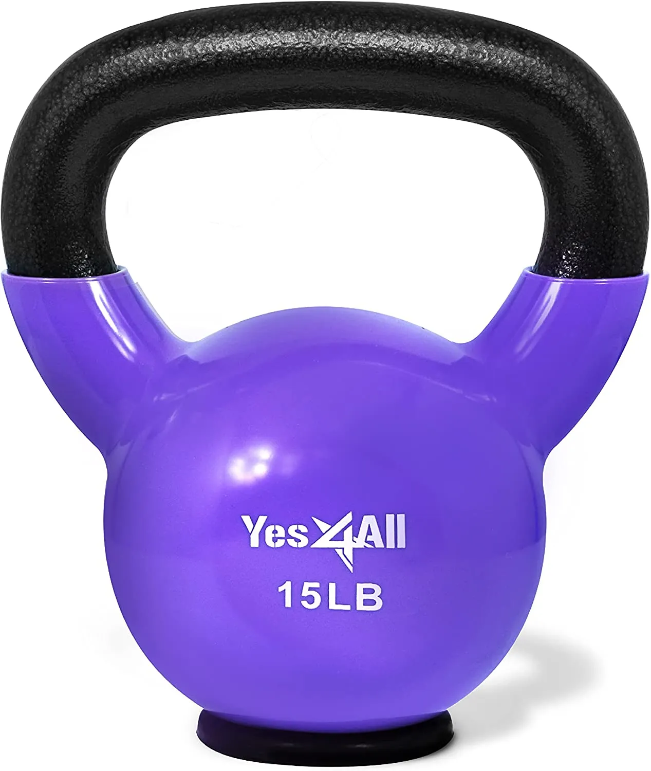 Yes4All Vinyl Coated Kettlebell With Protective Rubber Base, Strength Training Kettlebells for Weightlifting, Conditioning, Strength & Core Training (05Lb - Pink)