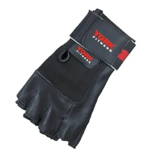 York Fitness Leather Weight Lifting Gloves with Wrist Wrap