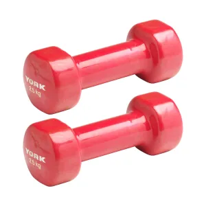 York Vinyl Dipped Dumbbells 2 x 2.5kg - Red