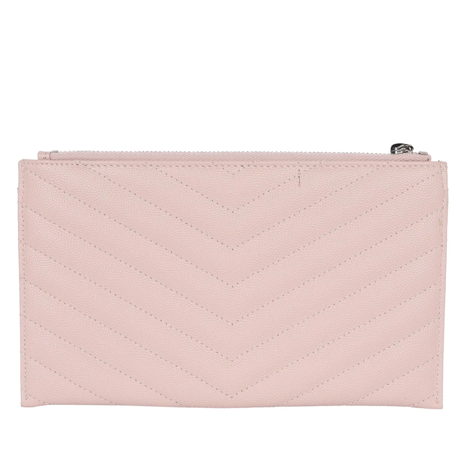 YSL Grain De Poudre Chevron Monogram Bill Pouch Dark Beige
