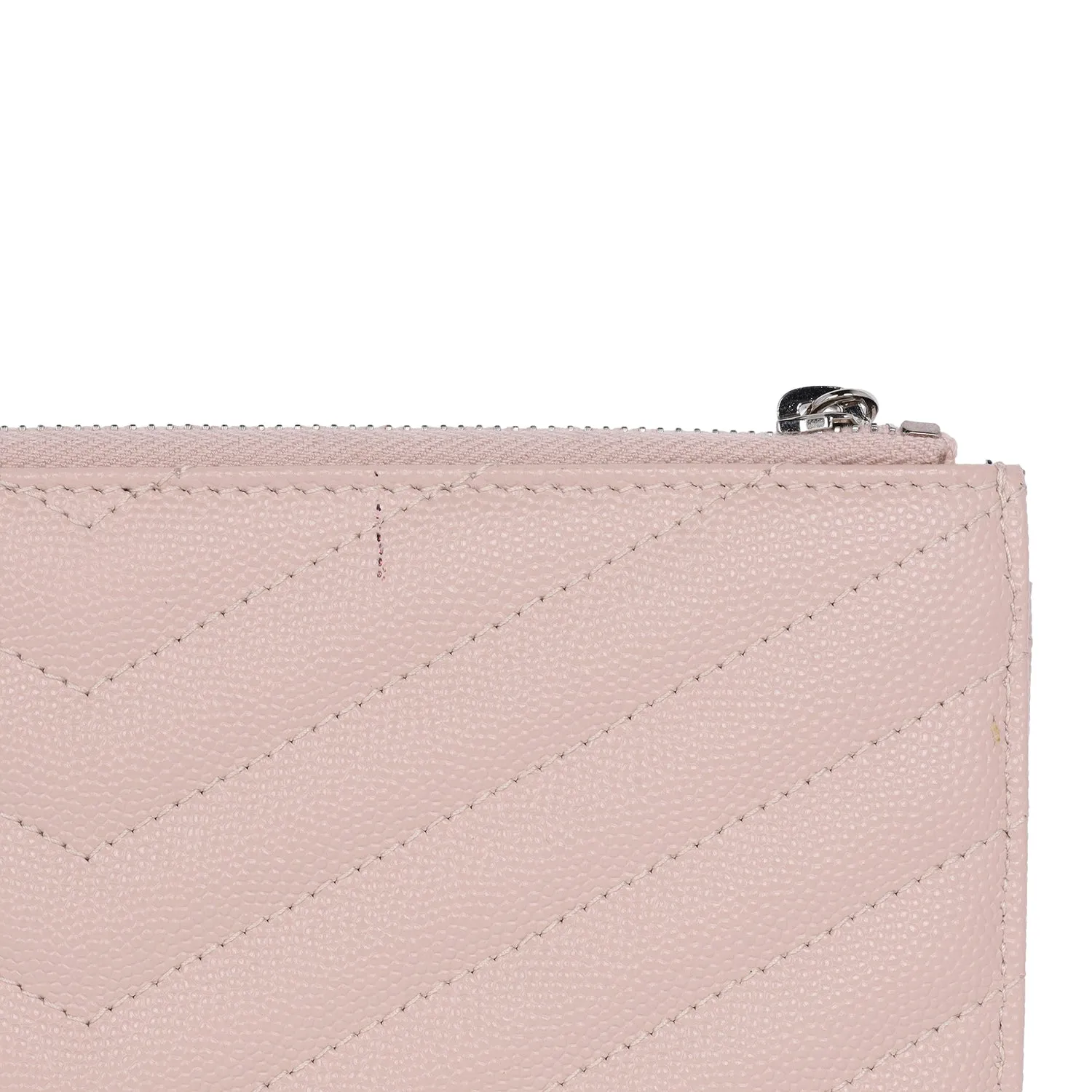YSL Grain De Poudre Chevron Monogram Bill Pouch Dark Beige
