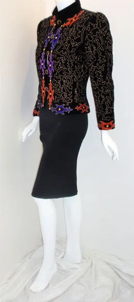YVES SAINT LAURENT Velvet Evening Jacket with Gold Embroidery