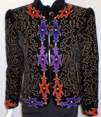 YVES SAINT LAURENT Velvet Evening Jacket with Gold Embroidery