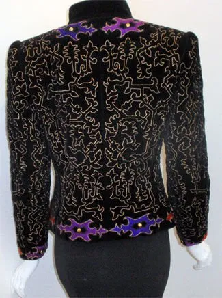 YVES SAINT LAURENT Velvet Evening Jacket with Gold Embroidery